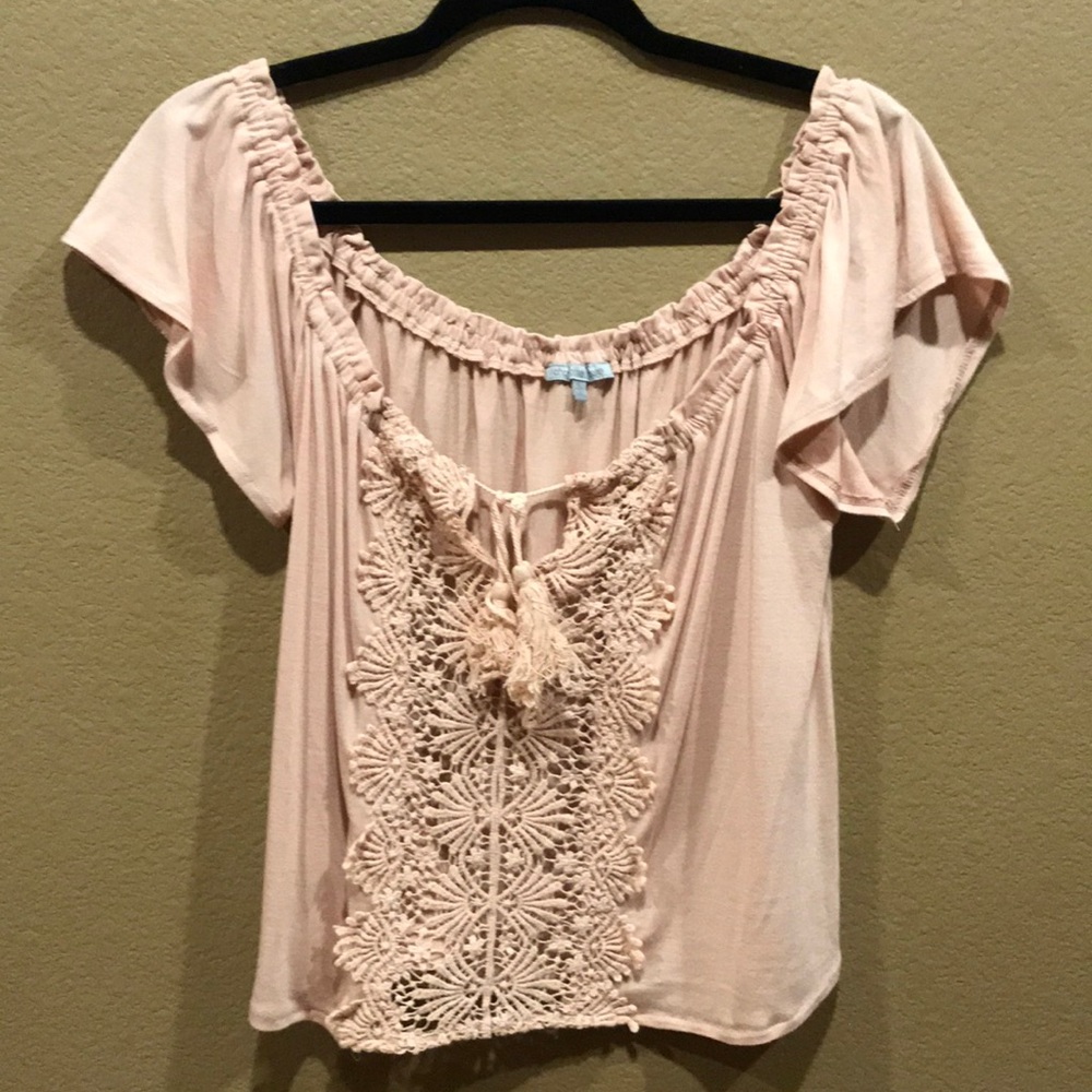 Pink Lace Front top from Charlotte Russe